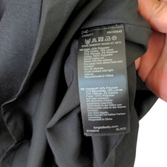 Long Tall Sally Dress Women's 12 Black Cotton Linen Blend Pockets Lined - Picture 8 of 8